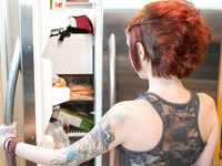 Ginger punk girls enjoy kitchen group sex with hot double penetration