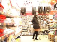 Queen Eugenia anal plug and high boots in public