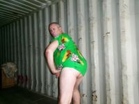 Sharon the sissy whore tries on some of her dresses