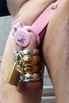 pink negative chastity with heavy metal rings
