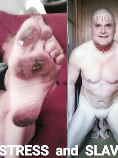 Mistress with dirty feet and slave pig Andrew
