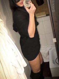 Queen Eugenia anal plug and high boots in public