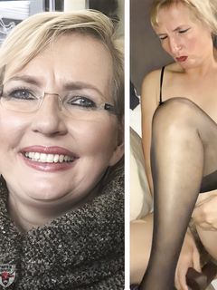 Sexy married slut rides on big black dildo