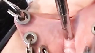 extreme cunt rings strechting and pee hole play
