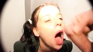 German cleaning lady pissed and fucked in mouth.