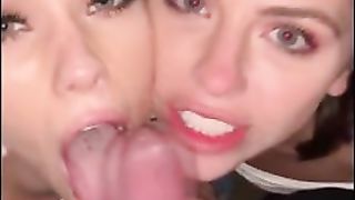 Drunk Adriana Chechik sucks cocks in public with her girlfriend