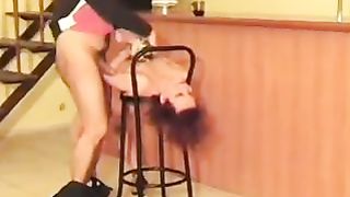 Crying slut brutally face slapped spanked in a bar