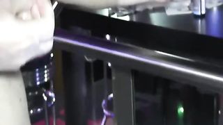 Fisting her greedy teen twat at a swingers bar