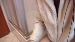 Interview with the cute teen in the bathroom