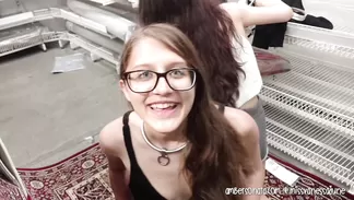 Pussy licking in public toilet