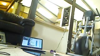 Chick with rainbow stockings using a  dildo