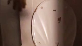 Woman shitting and smearing shit on her body