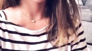 Gorgeous babe eats a dirty banana