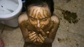 Asian girl gets pooped on