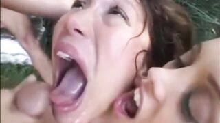 Compilation of sluts swallowing and swapping cum publicly