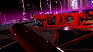 3d pulling a train with heads in their ass hole