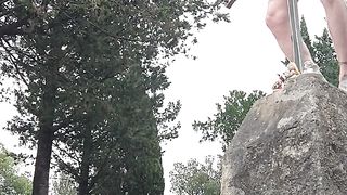 Fucking a cross on a graveyard