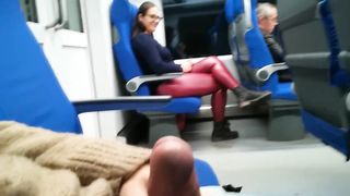 Public train blowjob by a kinky amateur milf