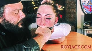 Royjack humiliates gym MILF with throat training