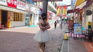 Chinese Girl outdoor exhibitionism BDSM Training 115