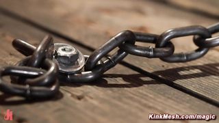 Slave in brutal crotch rope