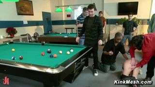 Busty sub bound and exposed in public