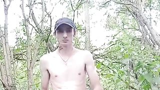 FagBoyBlake strips outdoors till he's naked