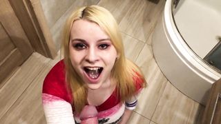 Pretty girl piss swallowing from a cock