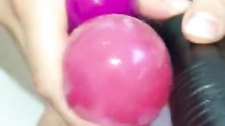 4 big dildos in wife's ass