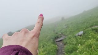 Outdoor Golden Piss And Winking Asshole On The Path