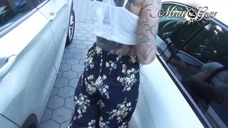 Blowjob in public in the middle of the parking lot!