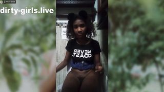 Young girl make dirty public show outdoor with pee