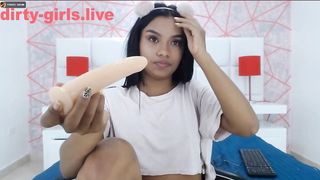 Cutie hide big dildo in ass with ATM