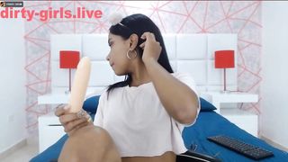 Cutie hide big dildo in ass with ATM