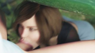 Big Ass Mom Sucks Stepson`s Cock Under the Picnic Table & Gets Creampied Outdoors