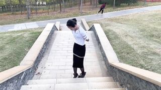 Chinese Girl outdoor exhibitionism BDSM Training 198