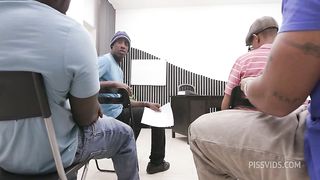 Teacher teaching dap a piss into her ass hole