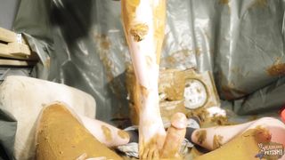 Camping Toilet Together - scat couple pov