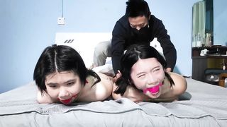 Tied up lesbians serving each other 283