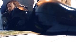 latex catsuit inflating  4x