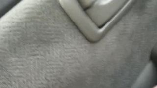 Pit stop masturbation -  Squirting from cucumber on a parking lot