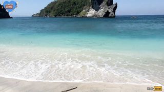 Cum walk on the beach