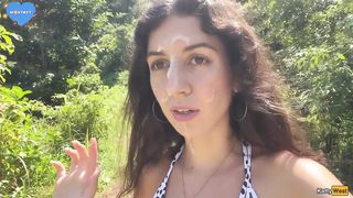 Cum walk on the beach