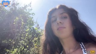 Cum walk on the beach