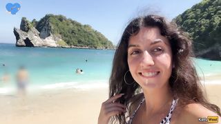 Cum walk on the beach