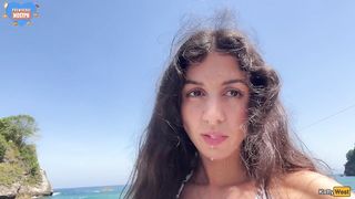 Cum walk on the beach
