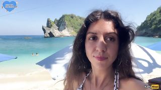 Cum walk on the beach