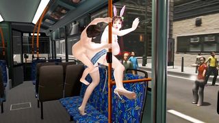 Mom and son on the subway both holes fisted