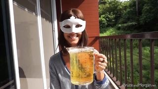 She drinks over 1 liter of piss