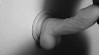 Michel dube sucking dildo on wall exposed